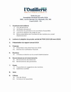 Ordre du jour AGA Outillerie